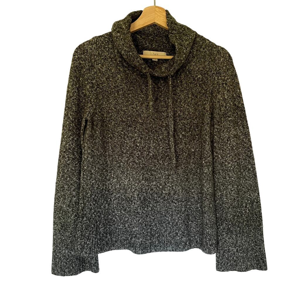 LOFT gray speckled pullover cowl neck sweater women's size small knit alpaca